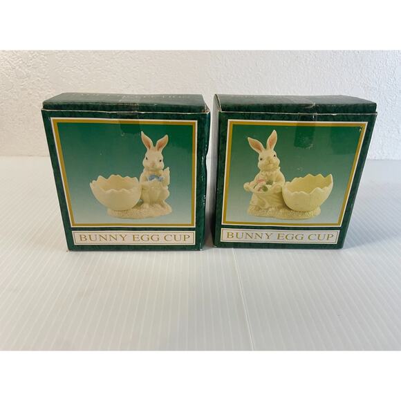 Jade Collection Ceramic( PAIR )of Bunnies Easter Spring Decor Figurines - Picture 2 of 12